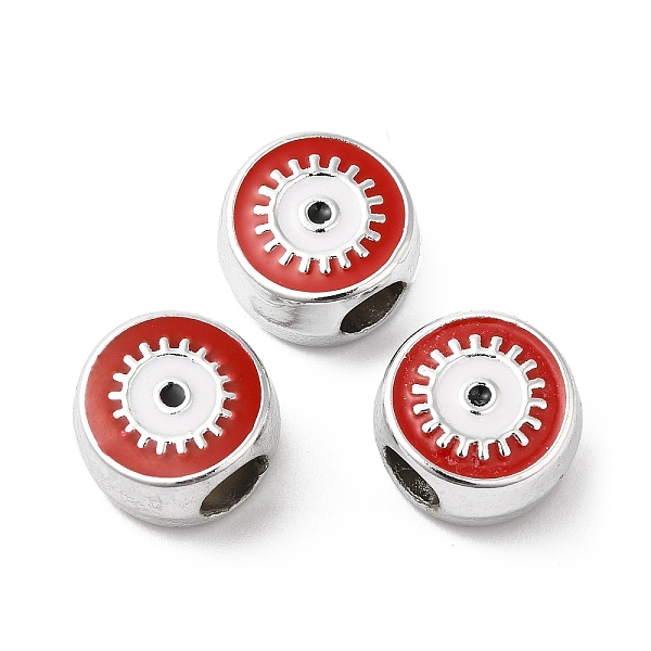 

PandaHall CCB Plastic European Beads, Large Hole Beads, Flat Round with Evil Eye, Red, 12x11.5x7.5mm, Hole: 4.8mm Plastic Flat Round Red