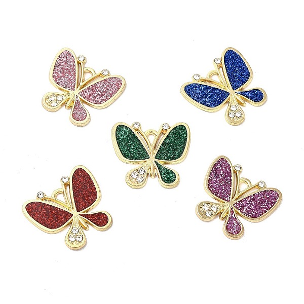 

PandaHall Alloy Enamel Pendants, with Glitter Powder and Rhinestone, Cadmium Free & Nickel Free & Lead Free, Golden, Butterfly Charm, Mixed..., Multicolor