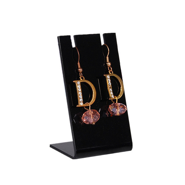 

PandaHall Opaque Acrylic Earring Display Stands, Jewelry Display Rack, L-Shaped, Rectangle, Black, 4.5x3.5x8cm, Slot: 3mm Plastic Black