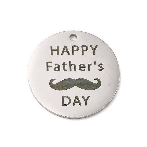 

PandaHall Father's Day Theme 304 Stainless Steel Pendants, Flat Round with Word Happy Father's Day & Beard, Stainless Steel Color, 25x1.5mm...