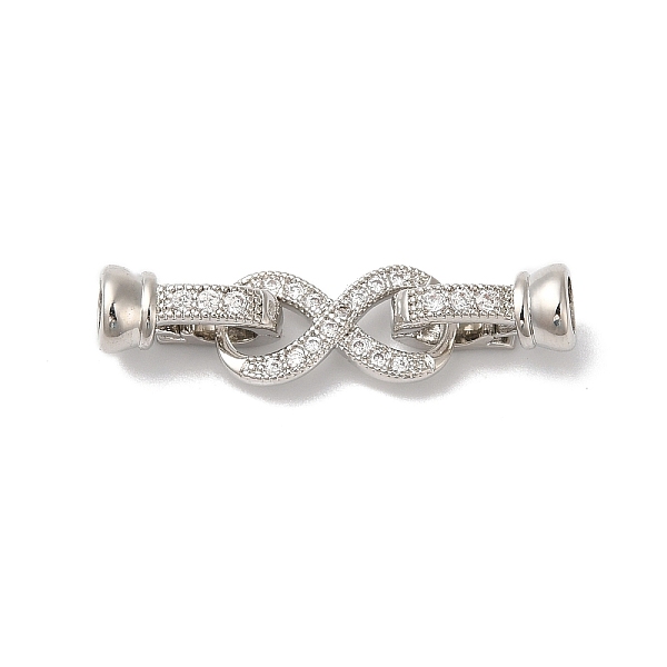 

PandaHall Rack Plating Brass Micro Pave Clear Cubic Zirconia Fold Over Clasps, Cadmium Free & Lead Free, Long-Lasting Plated, Infinity...
