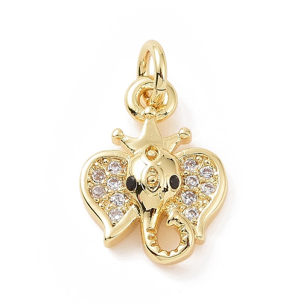 

PandaHall Brass Micro Pave Cubic Zirconia Charms, with Jump Ring, Elephant Head Charm, Golden, 13.5x9.5x3.5mm, Hole: 2.8mm Brass+Cubic..., Clear
