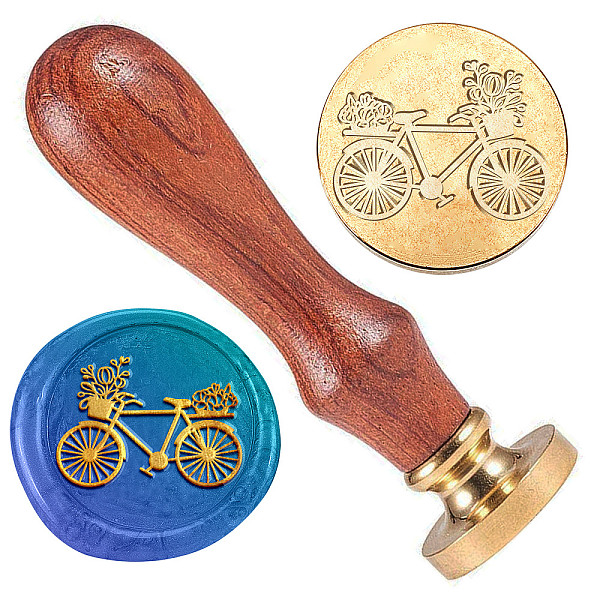 

PandaHall DELORIGIN Bicycle Wax Sealing Stamp, 1" Brass Wax Seal Stamp Head with Wooden Handle Flower Bike Wax Stamp for Invitation Cards..., Brown