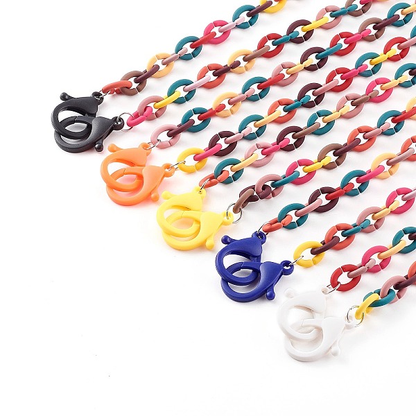 

PandaHall Personalized Rubberized Style Acrylic Cable Chain Necklaces, Eyeglass Chains, Handbag Chains, with Plastic Lobster Claw Clasps..., Multicolor
