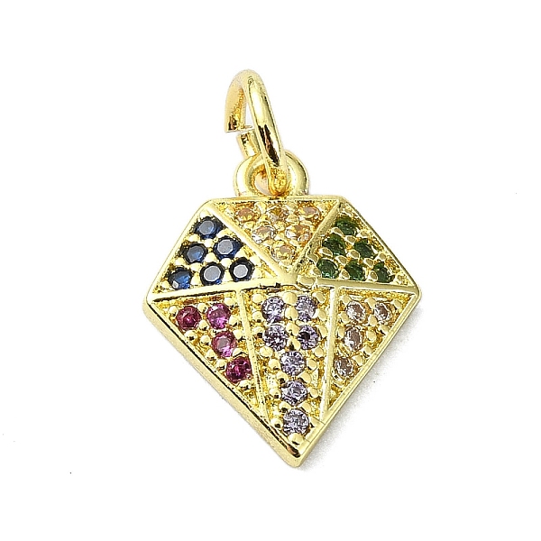 

PandaHall Brass Micro Pave Colorful Cubic Zirconia Pendants, Diamond, Real 18K Gold Plated, 13x10.5x2.5mm, Hole: 3mm Brass+Cubic Zirconia..., Multicolor