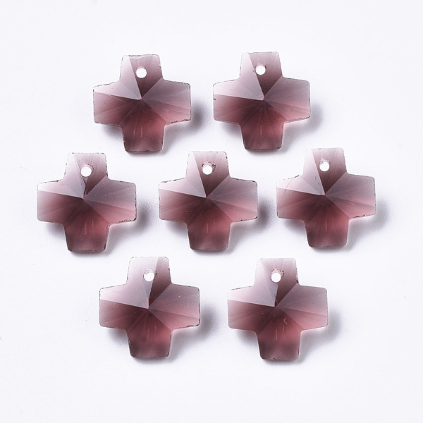 

PandaHall Transparent Glass Charms, Faceted, Cross, Old Rose, 14x14x7mm, Hole: 1mm Glass Cross Purple