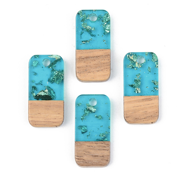 

PandaHall Transparent Resin & Walnut Wood Pendants, with Gold Foil, Rectangle, Dark Turquoise, 21.5x10x3mm, Hole: 2mm Resin+Wood Rectangle..., Cyan