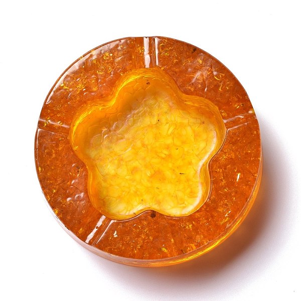 

PandaHall Resin with Natural Citrine Chip Stones Ashtray, Home OFFice Tabletop Decoration, Flat Round with Flower, 104x32mm, Inner Diameter...