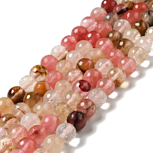 

PandaHall Cherry Quartz Glass Beads Strands, Round, Faceted, 10mm, Hole: 1.2~1.4mm, about 37~38pcs/strand, 14.25''~14.76''(36.2~37.5cm)...