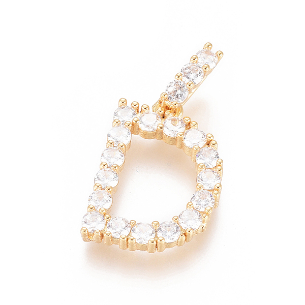 

PandaHall Golden Plated Brass Micro Pave Clear Cubic Zirconia Pendants, Long-Lasting Plated, Letter, Letter.D, 23x16x3.5mm, Hole: 7x3mm...