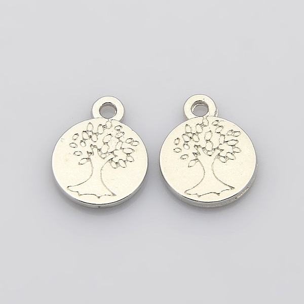 

PandaHall Flat Round with Tree of Life Plating Zinc Alloy Pendants, Platinum, 15x12x1.5mm, Hole: 1.5mm Alloy Flat Round