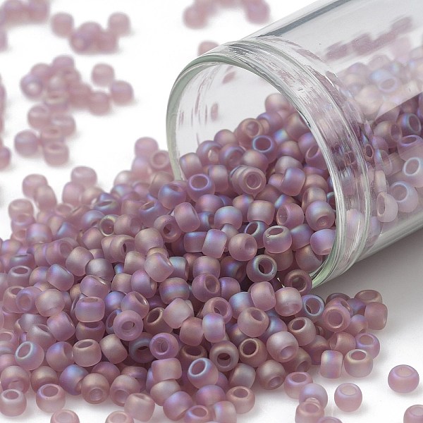 

PandaHall TOHO Round Seed Beads, Japanese Seed Beads, (166F) Transparent AB Frost Light Amethyst, 8/0, 3mm, Hole: 1mm, about 1110pcs/50g..., Purple