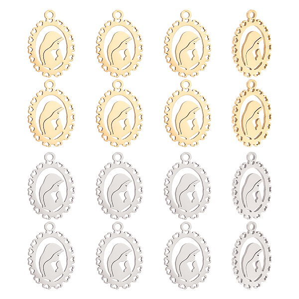 

PandaHall HOBBIESAY 16Pcs 2 Colors Our Lady Virgin Mary Charms 17.5x13.5mm Oval with Virgin Mary Pendants Italian Medal Charms Pendant for...