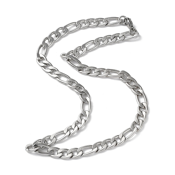 

PandaHall 201 Stainless Steel Figaro Chains Necklaces for Men Women, Stainless Steel Color, 21.65 inch(55cm) 201 Stainless Steel