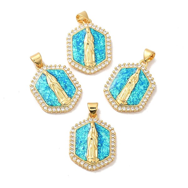 

PandaHall Rack Plating Brass Micro Pave Cubic Zirconia Pendants, with Synthetic Opal, with Jump Ring, Lead Free & Cadmium Free, Long-Lasting..., Green