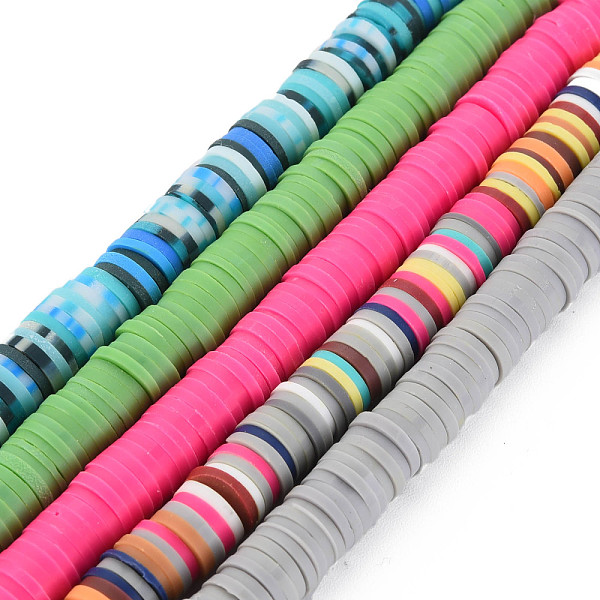 

PandaHall Handmade Polymer Clay Bead Strands, Disc/Flat Round, Colorful, 8x0.5~1mm, Hole: 2mm, about 300~317pcs/strand, 14.96 inch~15.75...