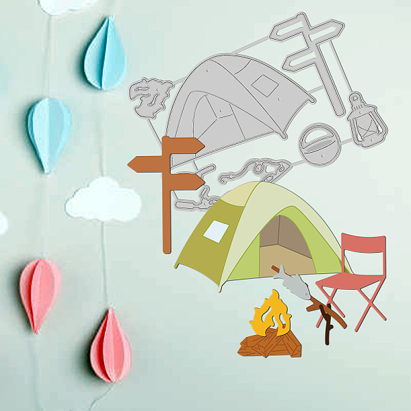 

PandaHall GLOBLELAND 2Set 17Pcs Camping Campsite Cutting Dies Metal Outdoor Tent Die Cuts Embossing Stencils Template for Paper Card Making...