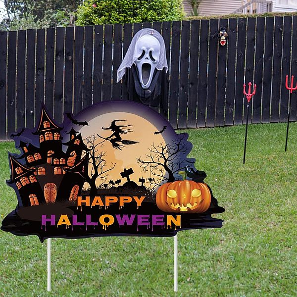 

PandaHall Plastic Yard Signs Display Decorations, for Outdoor Garden Decoration, Word Happy Halloween, Black, 230x360x4mm Plastic Others...