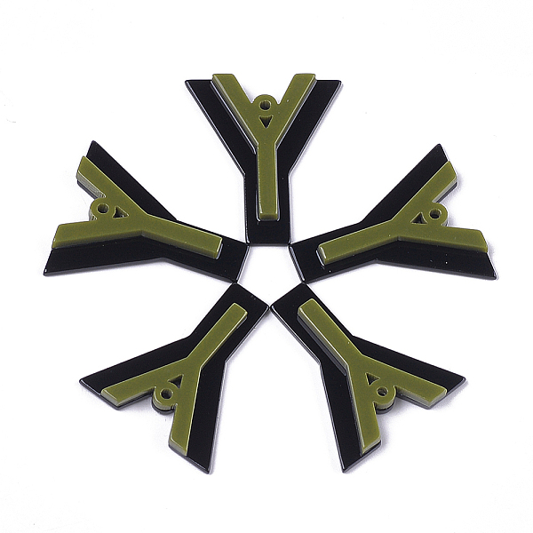 

PandaHall Cellulose Acetate(Resin) Pendants, Letter, Letter Y, Olive, Brown, 36.5~37x31.5x4~5mm, Hole: 1.5mm Cellulose Acetate Letter Y..., Green