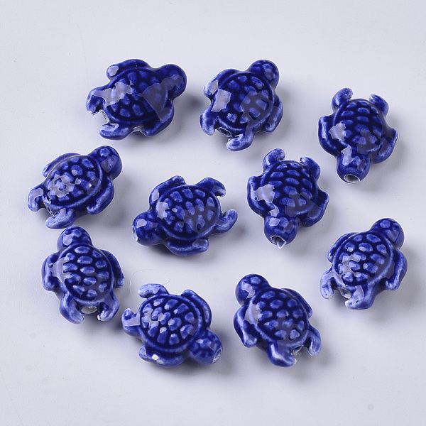 

PandaHall Handmade Porcelain Beads, Bright Glazed Porcelain Style, Tortoise, Blue, 19x15x8.5mm, Hole: 2mm Porcelain Tortoise Blue