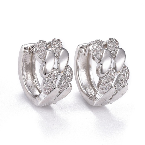 

PandaHall Brass Micro Pave Clear Cubic Zirconia Huggie Hoop Earrings, Long-Lasting Plated, Ring, Real Platinum Plated, 17x18x9mm, Pin: 0.9mm...