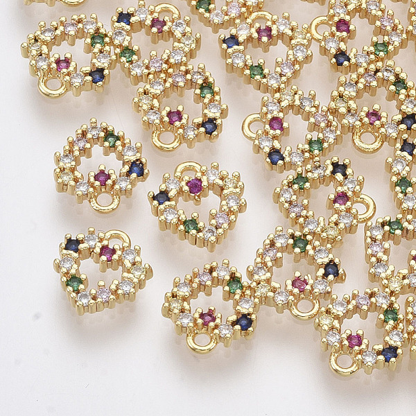 

PandaHall Brass Micro Pave Cubic Zirconia Charms, Nickel Free, Heart, Colorful, Real 18K Gold Plated, 8x8x2mm, Hole: 1mm Brass+Cubic...