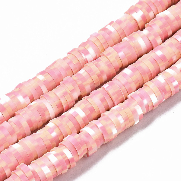 

PandaHall Handmade Polymer Clay Beads Strands, for DIY Jewelry Crafts Supplies, Heishi Beads, Disc/Flat Round, Pink, 6x0.5~1mm, Hole: 1.8mm...