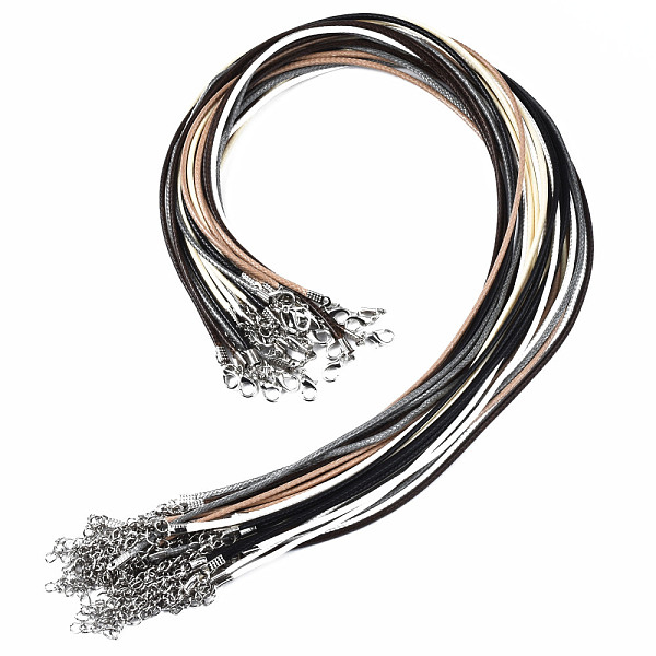 

PandaHall Waxed Cord Necklace Making, with Platinum Color Iron Clasp and Extender Chain, Mixed Color, 17.72 inch(450mm) Waxed Cord..., Multicolor