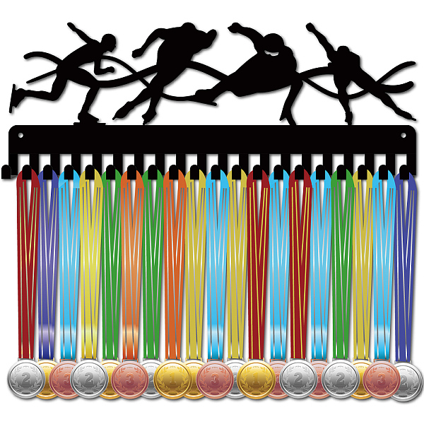 

PandaHall CREATCABIN Speed Skating Medal Holder Medal Hanger Display Rack Sport Metal Hanging Athlete Awards Iron Wall Mount Decor with 20..., Black