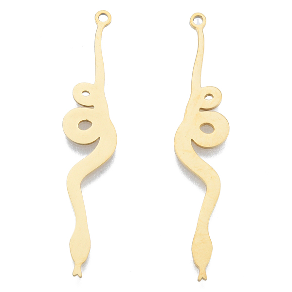 

PandaHall 201 Stainless Steel Pendants, Snake Charm, Real 18K Gold Plated, 45x9x1mm, Hole: 1.6mm 201 Stainless Steel Snake
