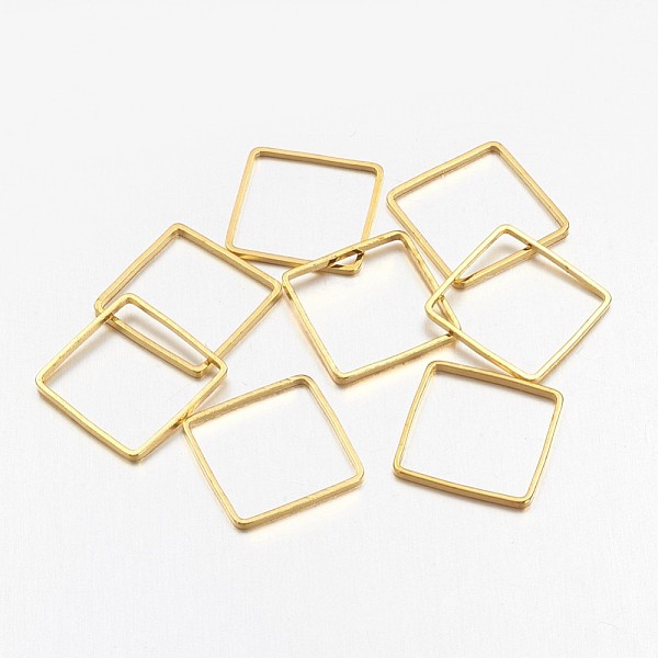 PandaHall Square Brass Linking Rings, Golden, 8x8x1mm Brass Square
