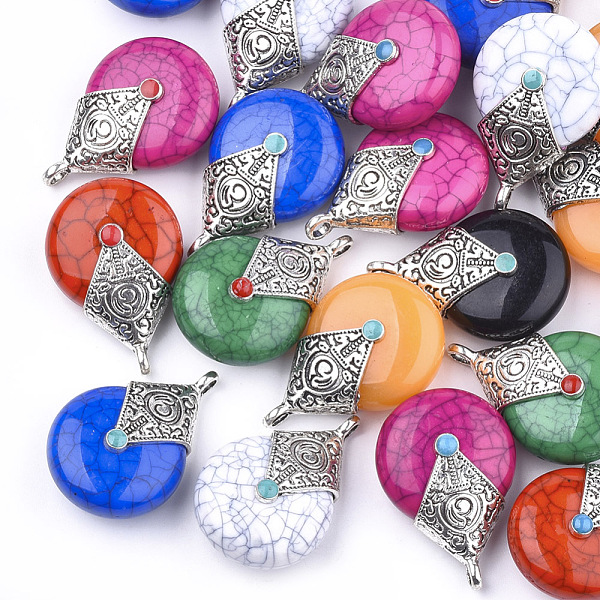 

PandaHall Resin Pendants, with Alloy & Enamel, teardrop, Antique Silver, Mixed Color, 40x27x16mm, Hole: 3.5mm Alloy+Resin Teardrop..., Multicolor