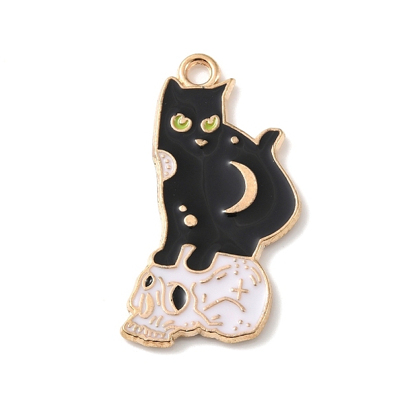 

PandaHall Alloy Enamel Pendants, Light Gold, Cat Charm, Skull, 28x16x1mm, Hole: 1.8mm Alloy+Enamel Skull
