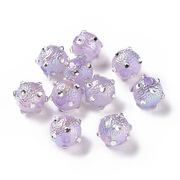 

PandaHall UV Plating Rainbow Iridescent Textured Acrylic Bumpy Beads, with Clear Acrylic Rhinestone, Round, Lilac, 17x14x13.5mm, Hole: 3.6mm..., Purple
