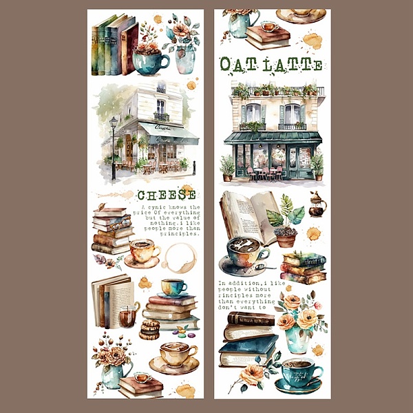 

PandaHall Coffee Theme Decorative Paper Tapes Rolls, Self-adhesion Paper Sheets, for DIY Scrapbooking, Building, 60x2mm Paper Building