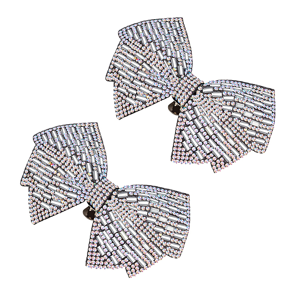 

PandaHall SUPERFINDINGS 2Pcs Cloth with Rhinestone Shoe Buckle Clips, Bowknot, Crystal AB, 55x95x20mm Cloth Bowknot Clear
