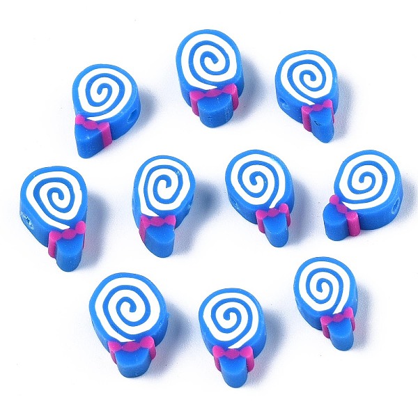 

PandaHall Handmade Polymer Clay Beads, Candy, Dodger Blue, 11~13x6.5~9x4mm, Hole: 1.6mm Polymer Clay Candy