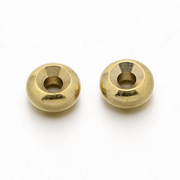 

PandaHall Brass Spacer Beads, Rondelle, Raw(Unplated), Nickel Free, 6x3mm, Hole: 2mm Brass Rondelle