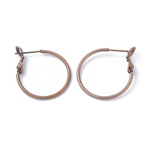 

PandaHall Brass Hoop Earrings, Ring, Red Copper, 24x1.5mm, Pin: 0.7mm Brass