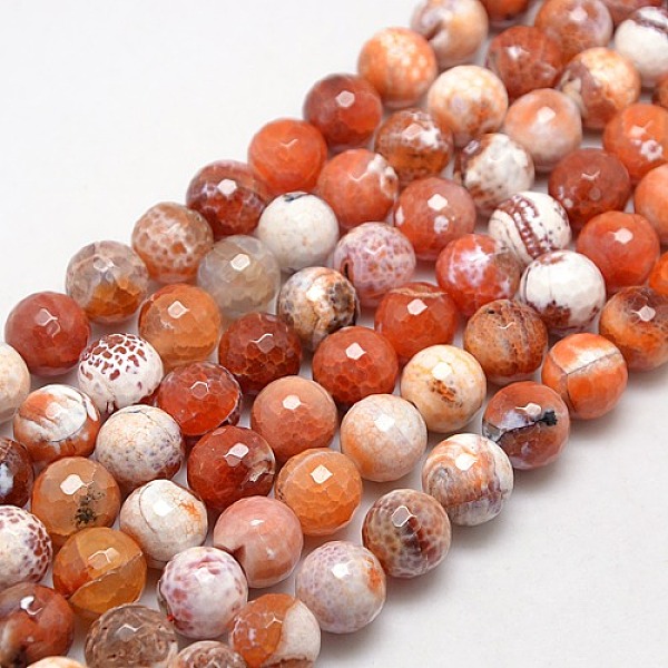 

PandaHall Natural Fire Crackle Agate Beads Strands, Dyed, Faceted Round, Dark Orange, 14mm, Hole: 1mm, about 28pcs/strand, 14.56 inch Fire...