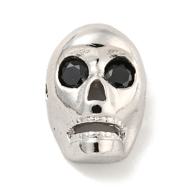 

PandaHall Brass Micro Pave Black Cubic Zirconia Beads, Skull, Platinum, 13x9.5x8mm, Hole: 1.5mm Brass+Cubic Zirconia Skull Black