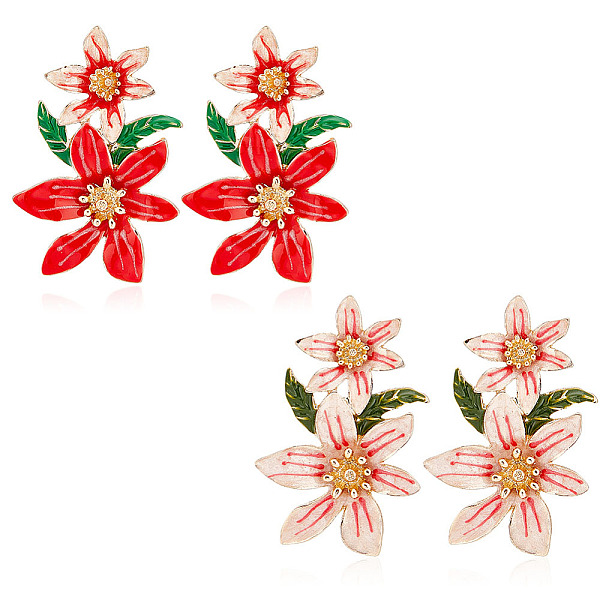 

PandaHall FIBLOOM 2 Pairs 2 Colors 3D Flower of Life Enamel Dangle Stud Earrings, Light Gold Alloy Jewelry for Women, Mixed Color, 45x30mm..., Multicolor