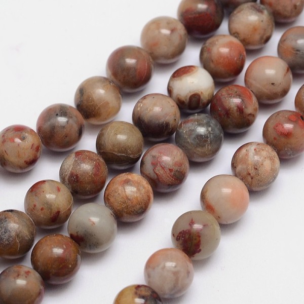 

PandaHall Round Natural Red Rainbow Jasper Bead Strands, 8mm, Hole: 1mm, about 49pcs/strand, 15.74 inch Rainbow Stone Round