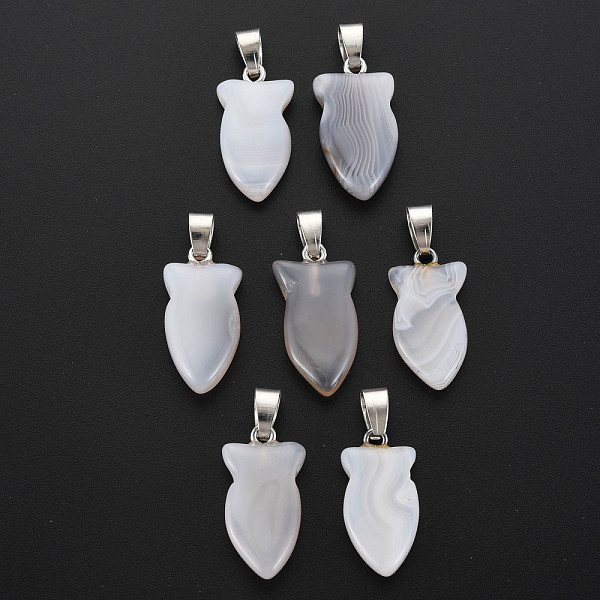 

PandaHall Natural Banded Agate/Striped Agate Pendants, with Light Gold Plated Iron Findings, Owl, White, 22.5~23.5x11~12.5x4.5~6mm, Hole...