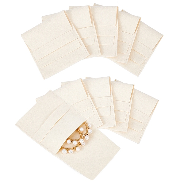 

PandaHall 10 Pcs Beige Microfiber Jewelry Pouch, 3.1x3 Bonded Leather Luxury Jewelry Gift Bag Bracelets Necklace Earrings Rings Packaging..., Yellow