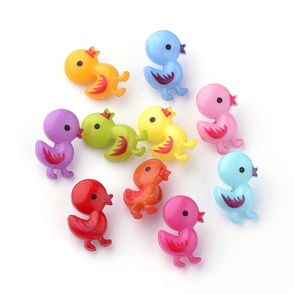 

PandaHall Acrylic Shank Buttons, Printed Duck, Mixed Color, 21x13.5x7.5mm, Hole: 3mm Acrylic Duck Multicolor