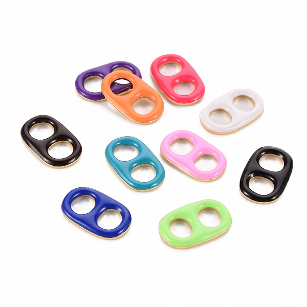 

PandaHall Brass Enamel Links Connectors, Cadmium Free & Nickel Free & Lead Free, Oval, Real 16K Gold Plated, Colorful, 18x11.5x2mm, Hole...