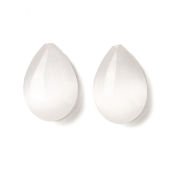 

PandaHall Cat Eye Beads, Half Hole, Teardrop, Snow, 17x11.5x5.5mm Glass Teardrop White