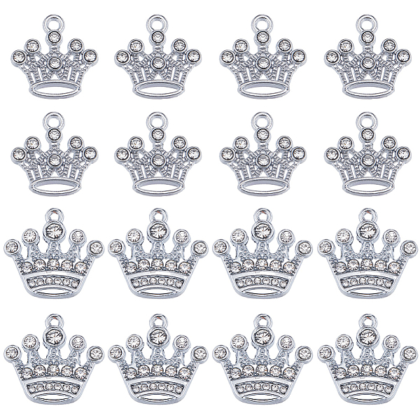

PandaHall SUNNYCLUE 40Pcs 2 Style Zinc Alloy with Crystal Rhinestone Pendants, Crown Charms, Platinum, 18.5~20x18.5~21x2mm, Hole: 1.6~2mm...
