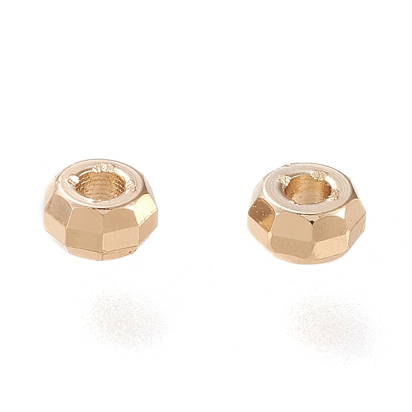 

PandaHall Brass Spacer Beads, Long-Lasting Plated, Faceted Rondelle, Real 18K Gold Plated, 3.5x2mm, Hole: 1.4mm Brass Rondelle